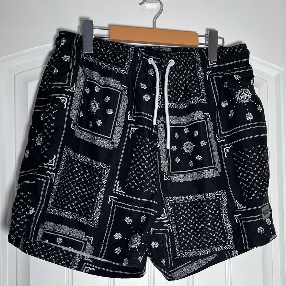 Aeropostale Black Bandana Print swim shorts